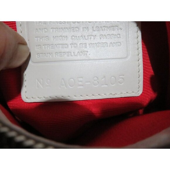 COACH Vintage Red & White Paisley Print Canvas & Leather Tote & white wristlet - Picture 8 of 16